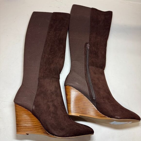 Charles David Womens 7 M Mocha Brown Easel Wedge Heel Zip Up Boots DISPLAY HX2 - Picture 1 of 5